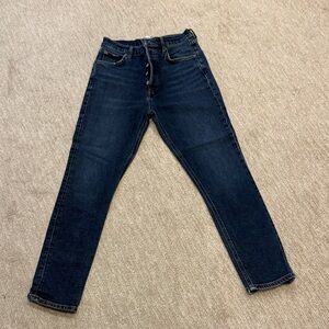 Agolde Dark Blue Straight Leg Buttonfly Jeans